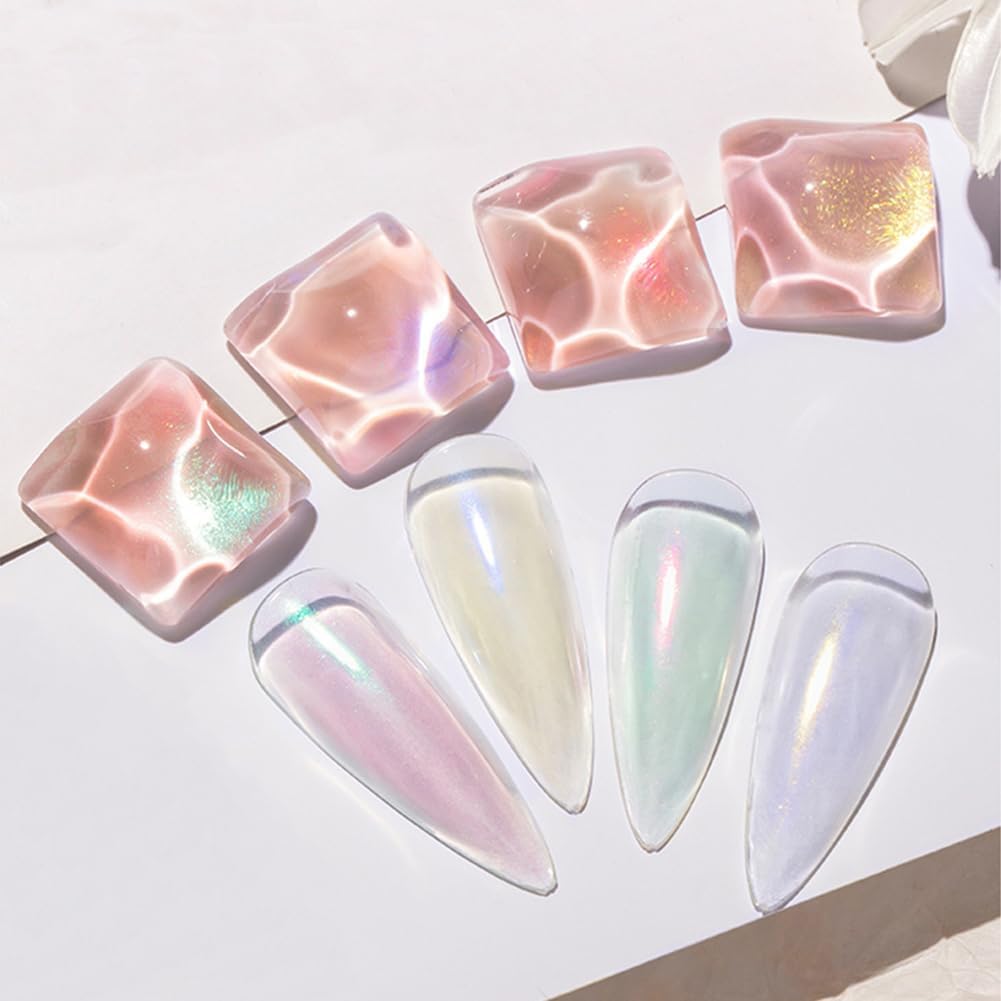 6 Boxes Mermaid Chrome Nail Art Powder - Aurora Mirror Holographic Laser Glitter for Manicure, Neon Pearl Pigment for Nail Design | Perfect for Nail Salon, DIY Home Nail Art, Party & Special Occasion Nails