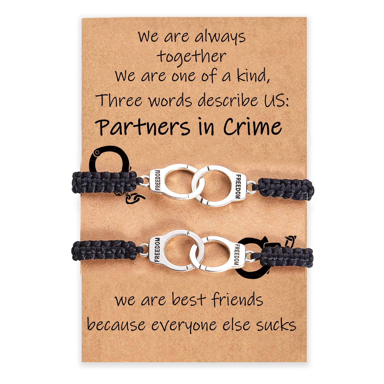 Best Friendship Bracelets for Women - Matching BFF Gifts for 2/3/4 Friends - Partner in Crime Handcuff Bracelet Set - Perfect Birthday Gift for Best Friend | Ideal for Anniversaries, Galentine's Day & Sister Gifts