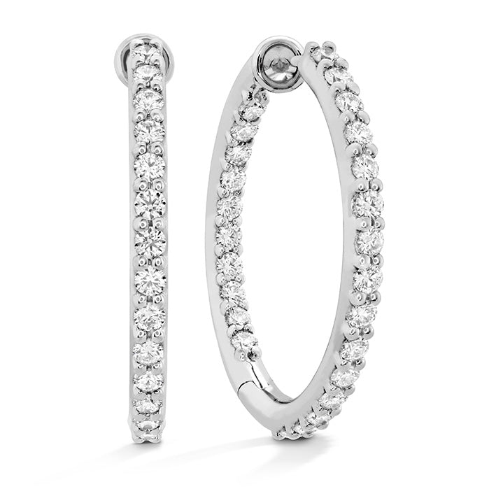 Hearts On Fire Classic Inside Out Hoop Medium Diamond Earrings for Women - Elegant 14K White Gold Stud Earrings for Everyday Wear & Special Occasions