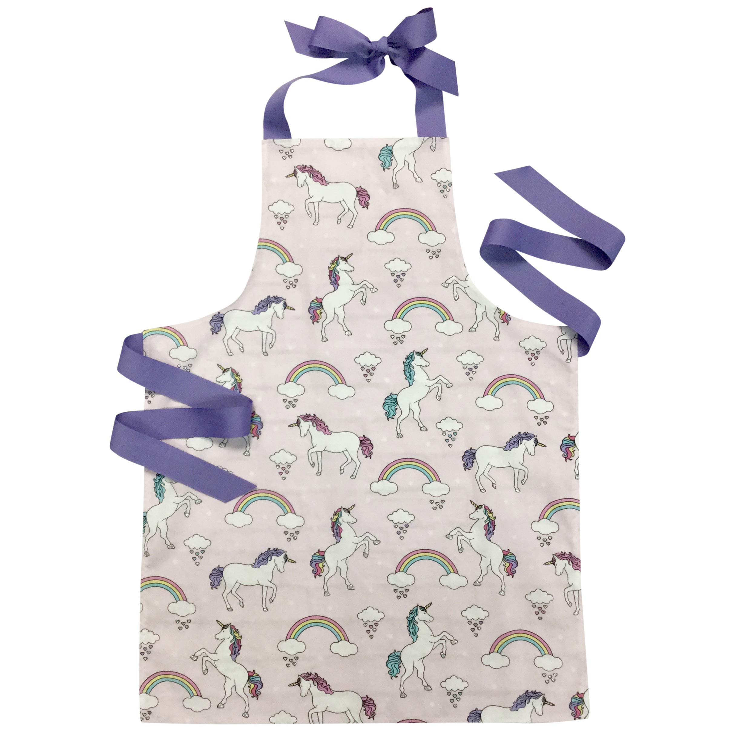 Handmade Pink and Purple Unicorn Apron for Girls - Adjustable Kitchen & Art Apron Gift for Teens & Tweens - Perfect for Cooking, Baking, Painting & Crafting
