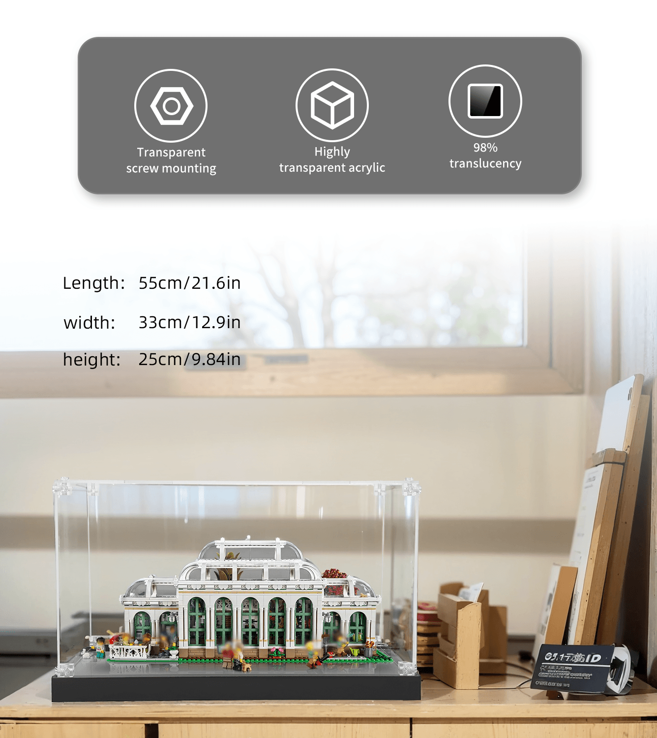 LEGO Ideas The Botanical Garden 21353 Display Case - Clear Acrylic Showcase for LEGO Flower Sets - Perfect for Home Decor, Office Display & Collector's Showcase