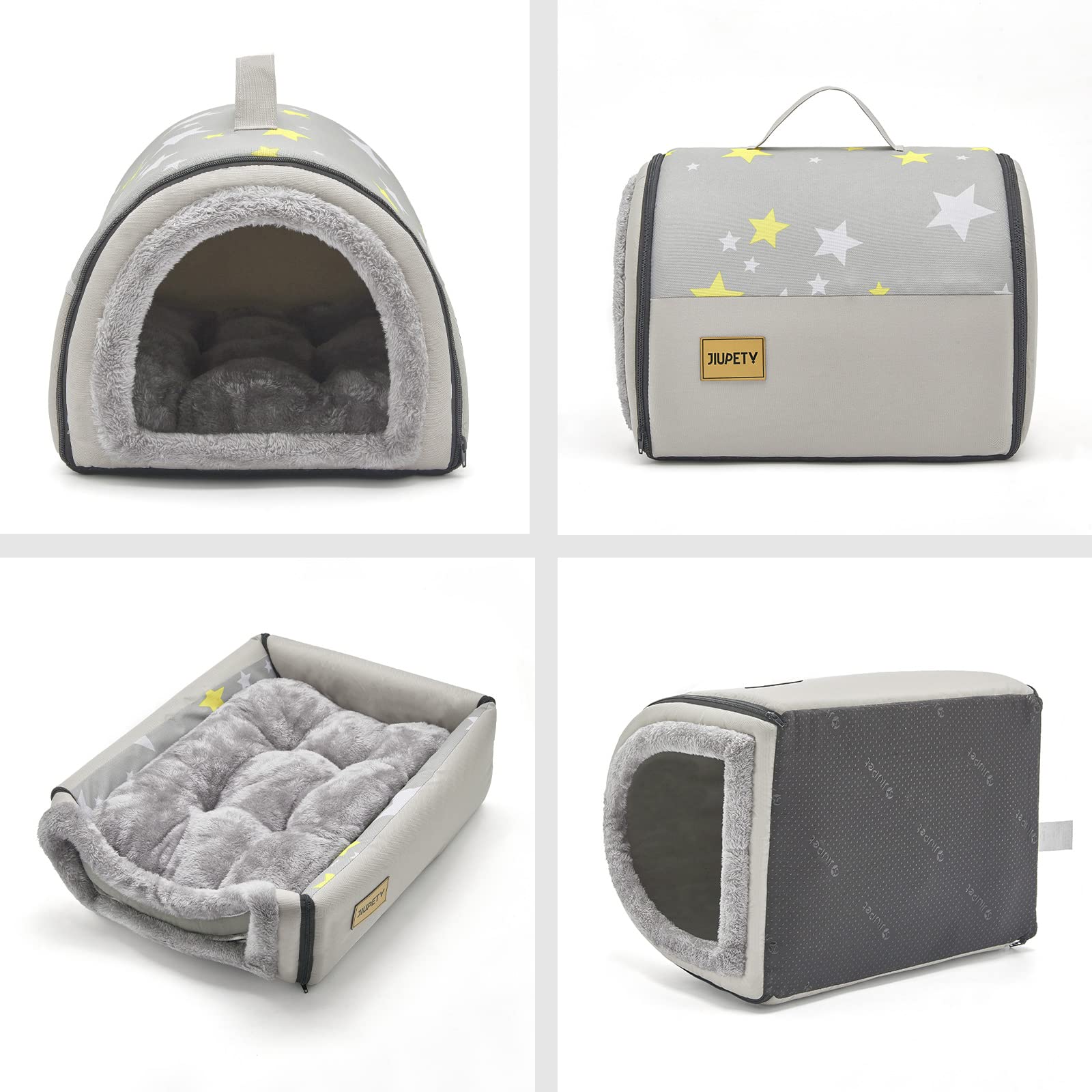 Jiupety 2-in-1 Cozy Pet House for Small Dogs & Cats - Warm Cave Bed for Home & Travel