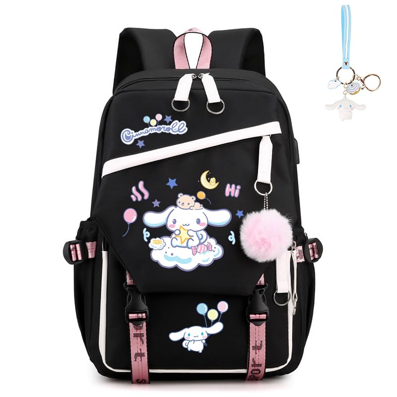 Cute Anime Dog Backpack for Women & Girls - Lightweight Travel Laptop Backpack with USB Charging Port - Perfect for School, College, Work, Travel & Daily Use