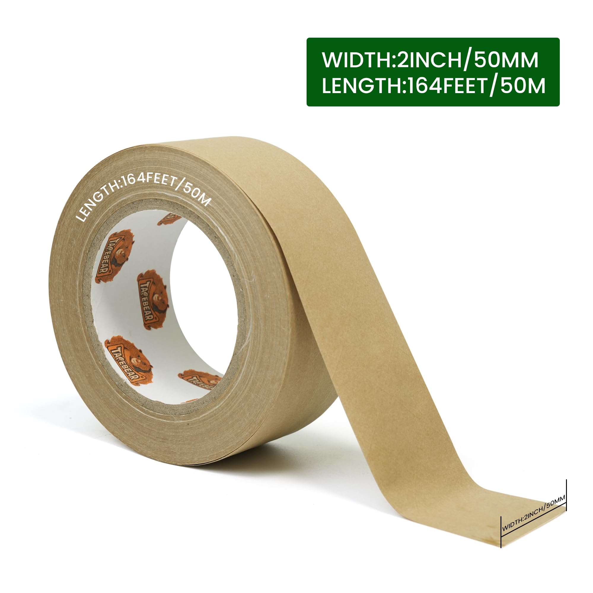 Eco-Friendly Water Activated Tape 2inch x 165ft - 24 Rolls (1320 Yards Total) | Heavy Duty Reinforced Packing Tape for Shipping & Moving | Brown Kraft Gum Tape with Writable Surface | Perfect for E-Commerce, Warehouse & Logistics Packaging