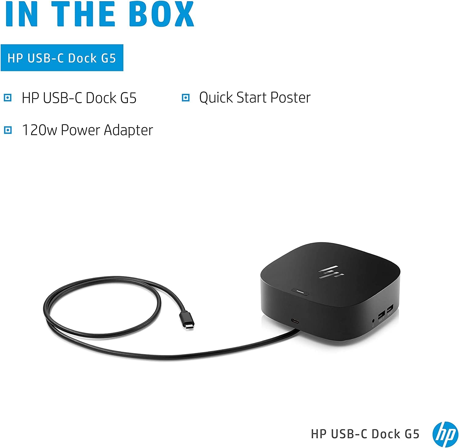 HP USB-C Essential Dock G5 with 8-in-1 USB Hub - Thunderbolt & USB-C Laptop Docking Station for HP/Dell/MacBook - Single Cable Charging, 4K HDMI, Ethernet, USB 3.0 Ports - Perfect for Home Office, Remote Work & Multi-Monitor Setup