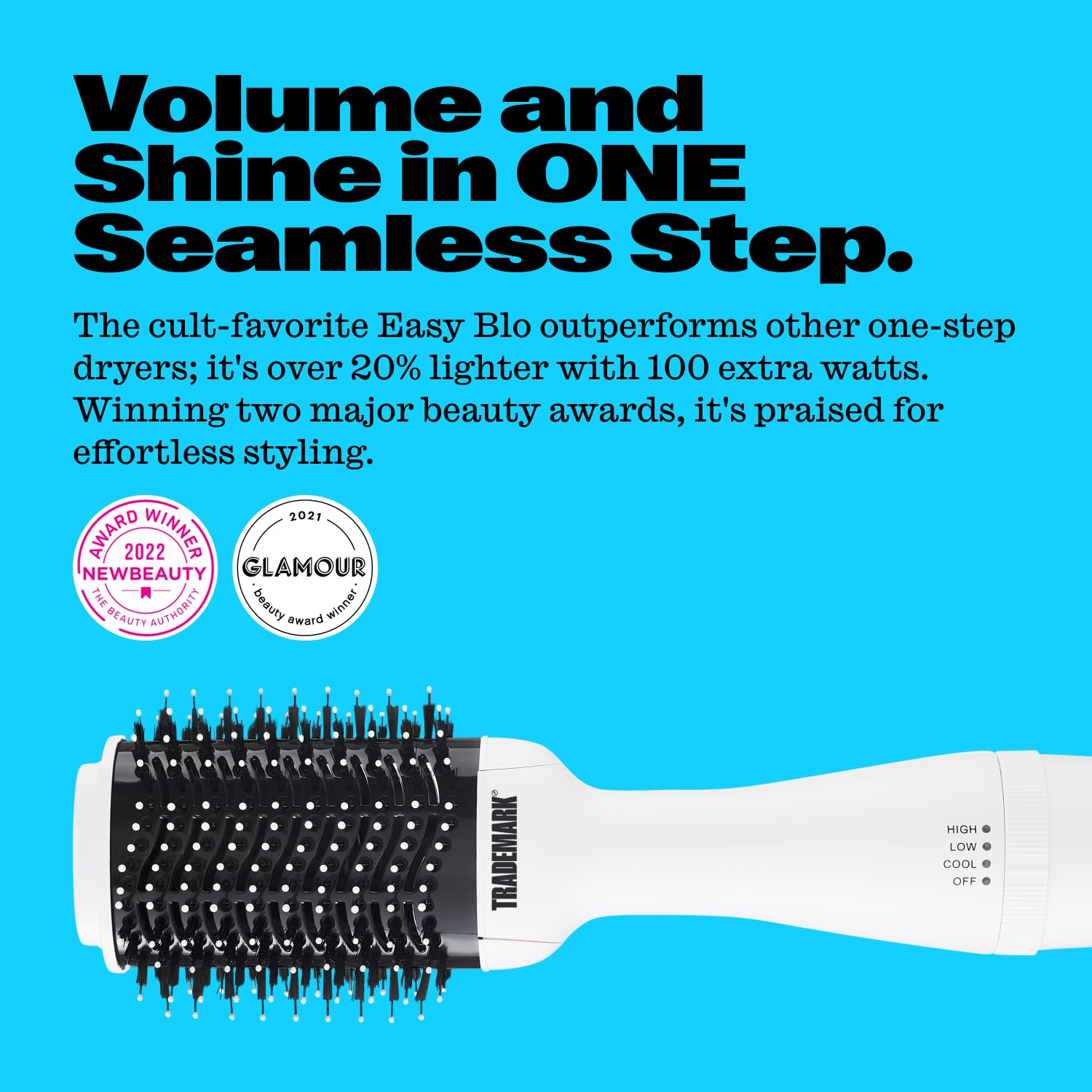 Professional 2-in-1 Hair Dryer Brush with Ceramic Technology | Anti-Frizz Ionic Blow Dryer for Wet & Dry Hair | Adds Volume & Smooths All Hair Types (White) | Perfect for Salon-Quality Styling at Home, Travel & Daily Hair Care