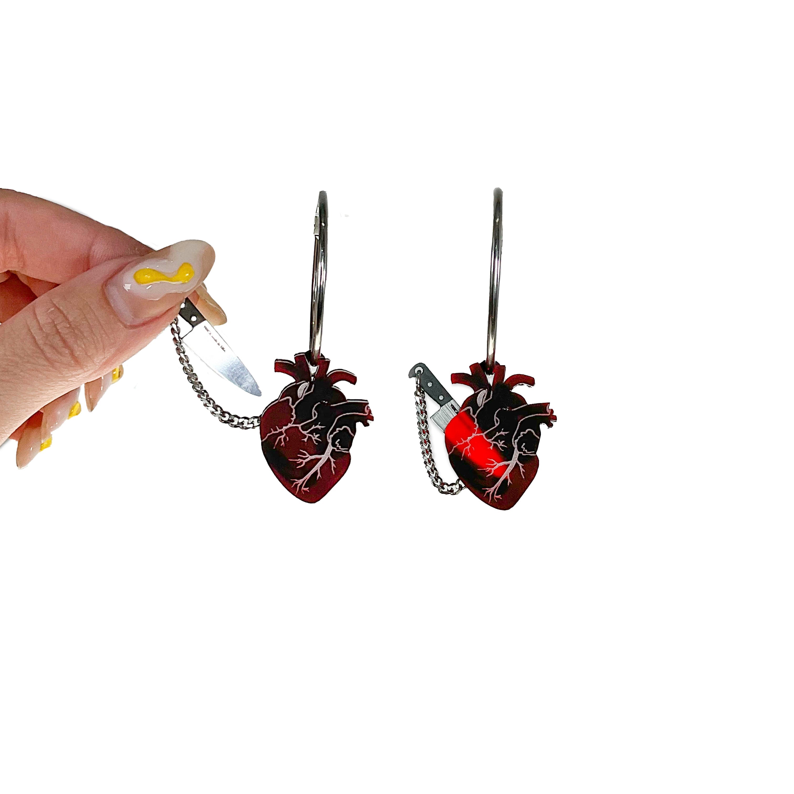 Stylish Chopped Heart Hoops Earrings - Red, Silver & Black Dangle Earrings for Women | Perfect for Valentine's Day, Date Night & Party Accessories