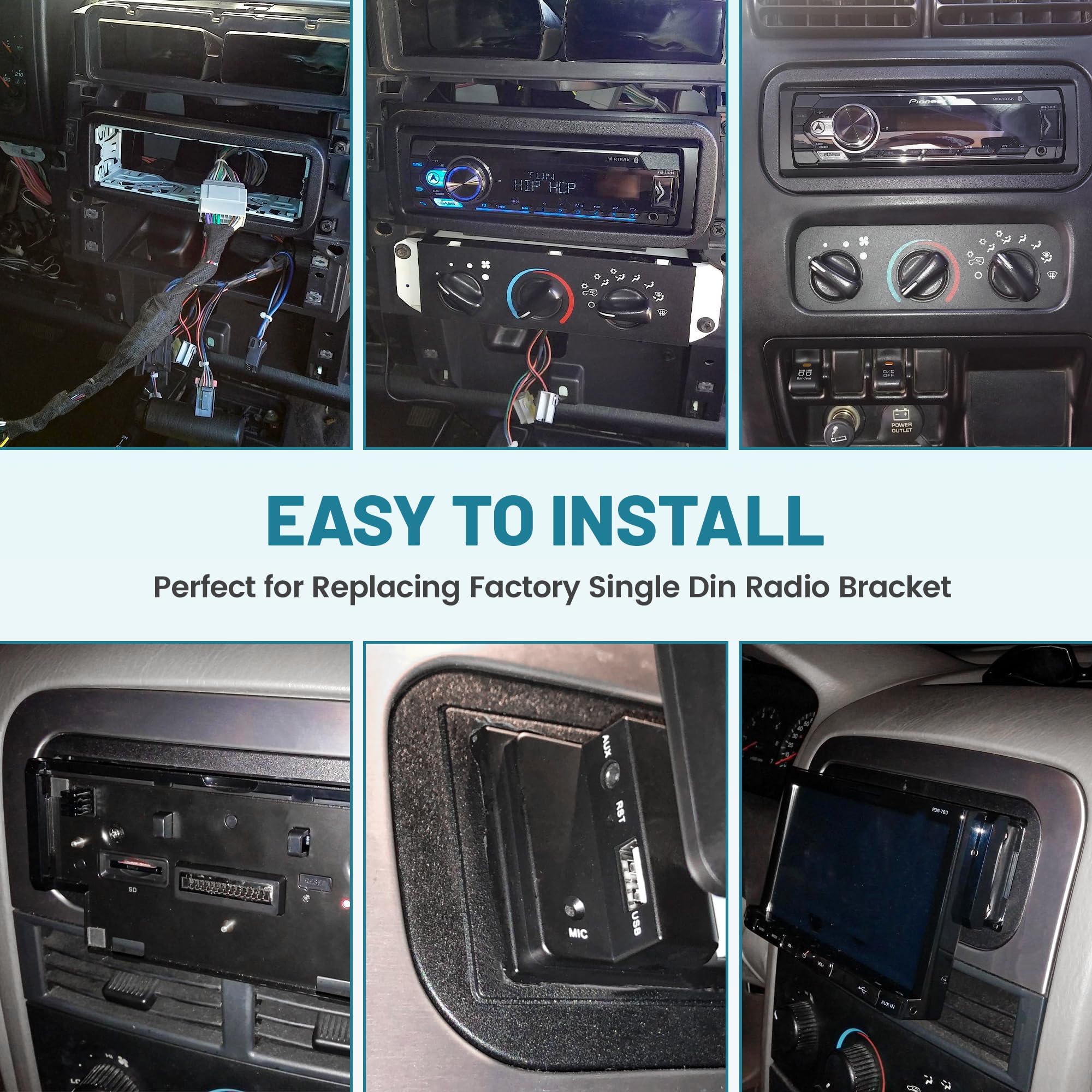 NuIth Single DIN Radio Dash Kit with Wiring & Antenna Adapter for 2002-2007 Chrysler Dodge Jeep - Aftermarket Stereo Installation Mount Bracket Trim Bezel | Perfect for Car Audio Upgrades & DIY Installations