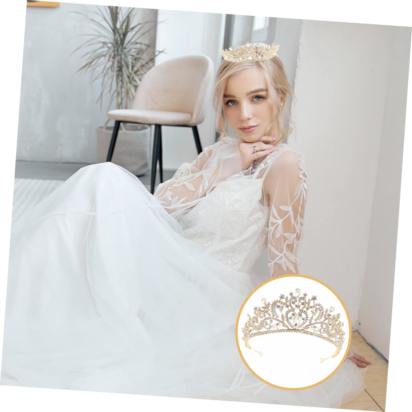 FRCOLOR Baroque Style Wedding Tiara Crown for Bride – Shiny Rhinestone Headdress for Bridal Photo Shoots & Ceremonies | Perfect for Weddings, Prom, Pageants & Special Occasions