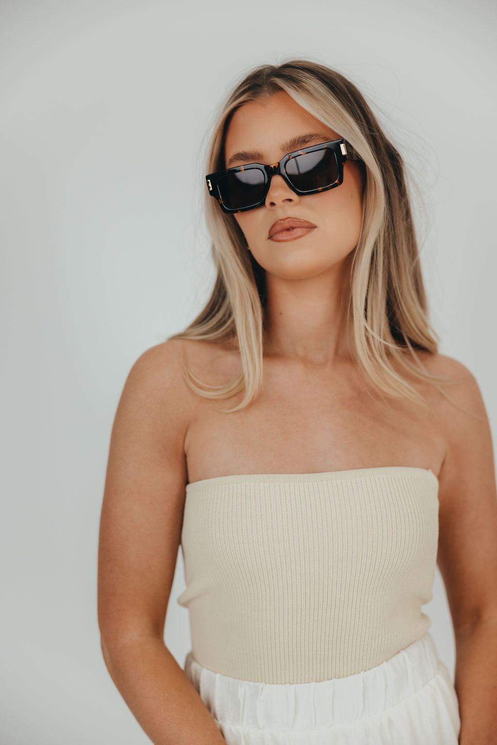 Carmen Ribbed Knit Tube Top Women's Fashion Stretch Crop Top in Cream | Casual Wear, Layering, Summer Outfits, Beach & Music Festivals