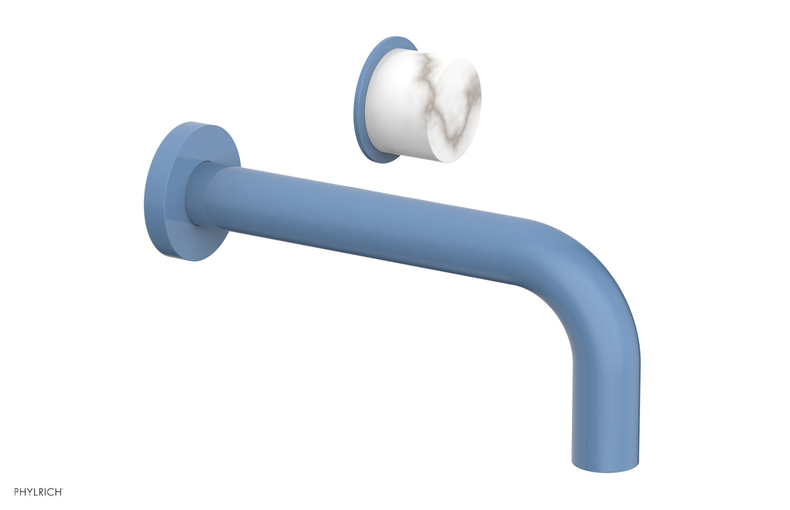 Basic II Single Handle Wall Lavatory Faucet Set with White Marble Handle - 230 17 - Perfect for Bathroom Sink, Powder Room, and Guest Bath Installations
