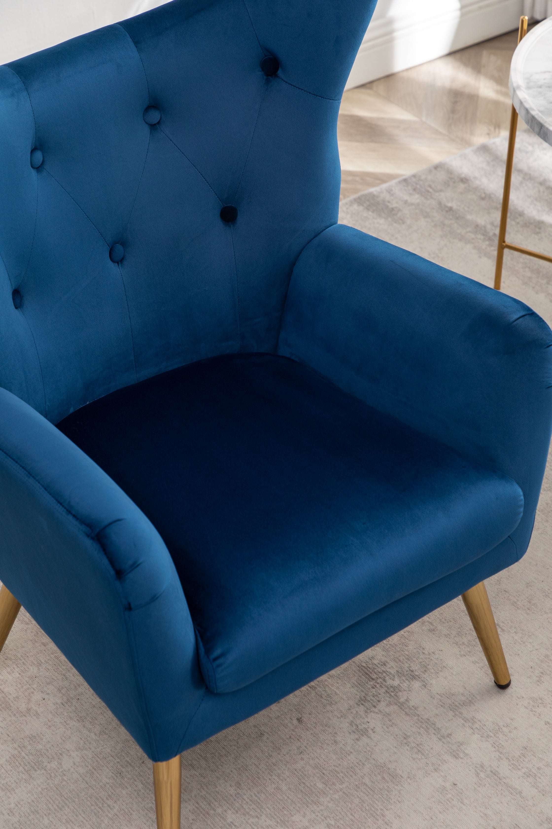 Roundhill Furniture Sovarol Velvet Button Tufted Wingback Accent Chair - Luxurious Living Room Seating for Home Office, Bedroom & Lounge Decor