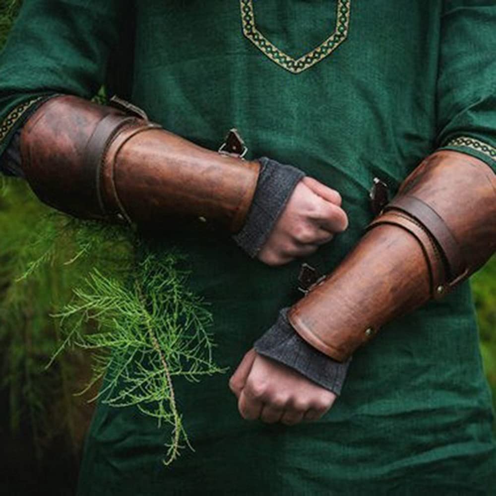 Medieval Gauntlet Wristband - Punk Gothic Faux Leather Armor Bracer with Buckles | Perfect for LARP, Cosplay, Renaissance Fairs & Halloween Costumes