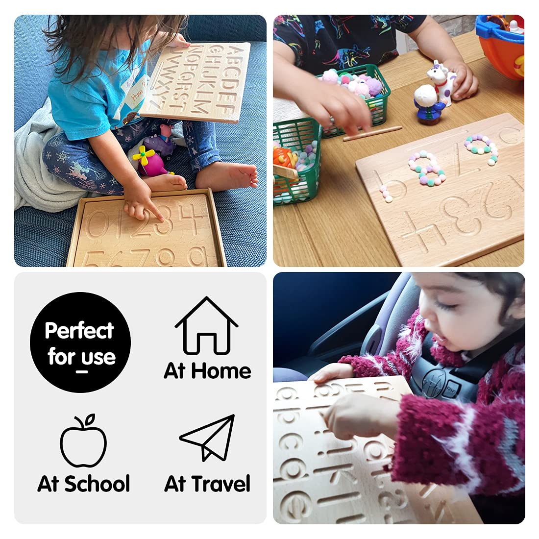Wooden Alphabet Tracing Board - ABC Writing Practice for Kids Ages 3-5 | Montessori Learning Toy for Preschool Handwriting & Fine Motor Skills