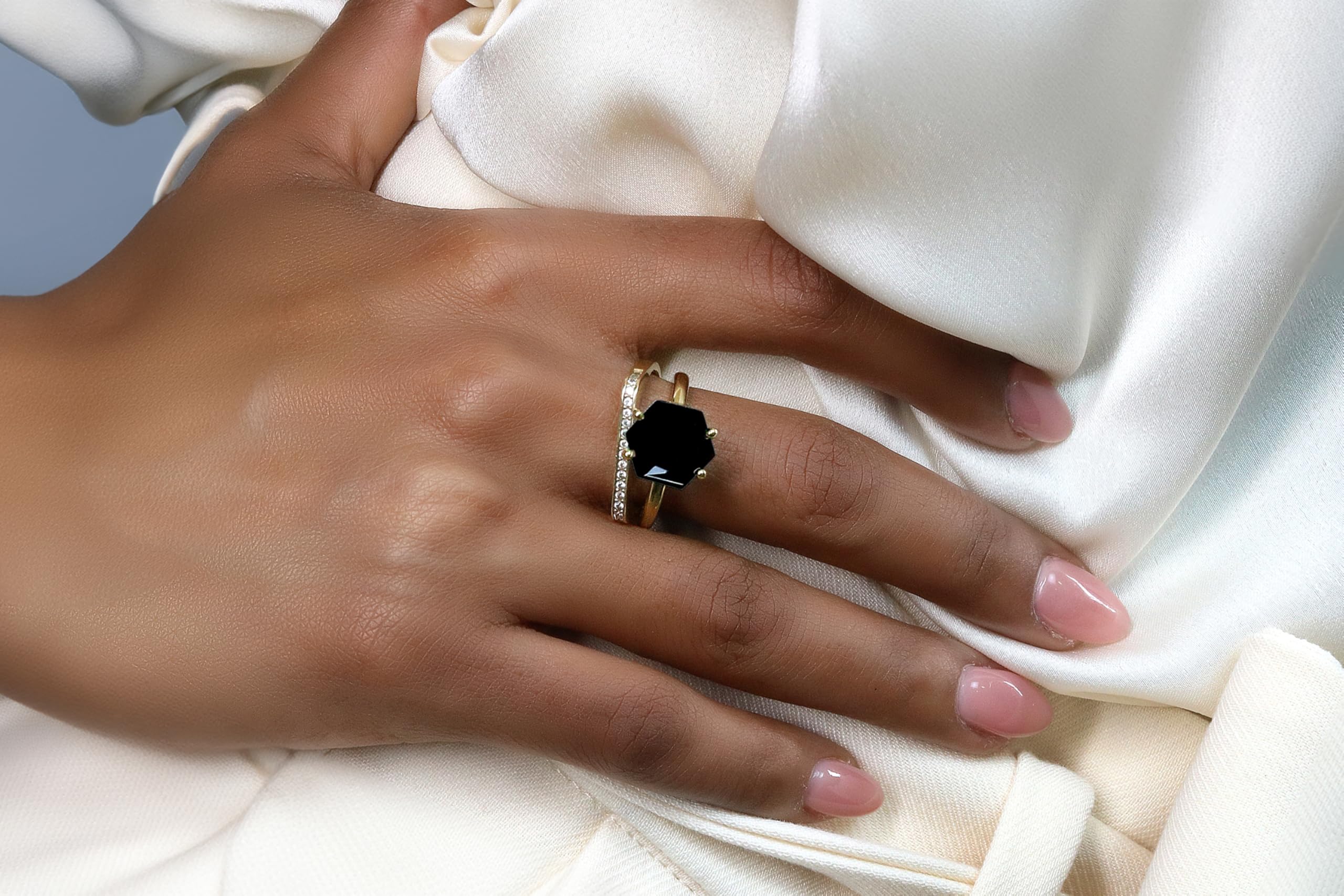 Handmade Black Onyx Statement Ring for Women - Adjustable Size Bohemian Jewelry, Fashion & Engagement Gemstone Ring - Perfect for Parties, Weddings & Everyday Wear