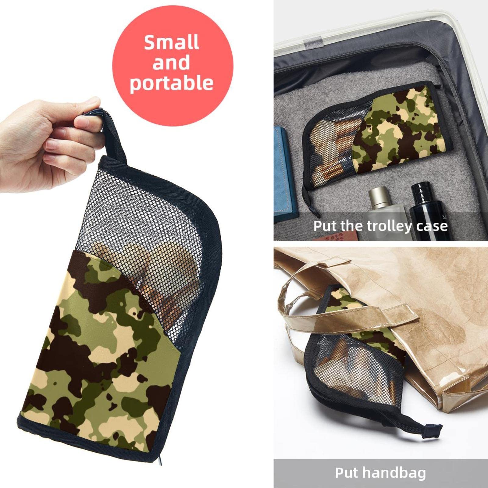**12-Piece Makeup Brush Organizer Bag – Green Brown Camouflage, Portable Travel Makeup Brush Holder Case – Perfect for Travel, Home & Professional Makeup Artists**