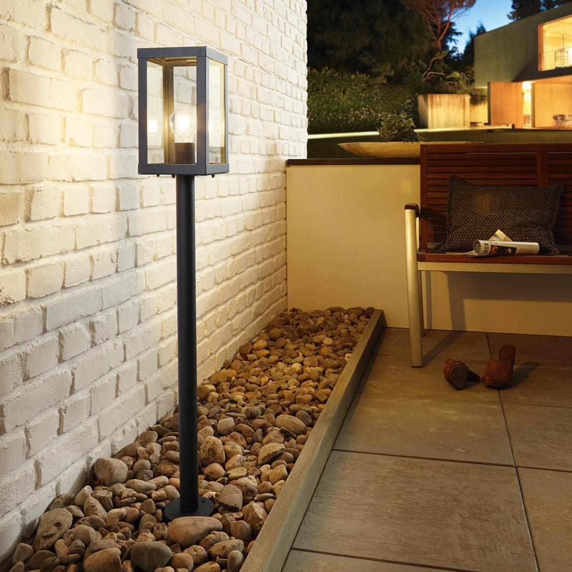 Eglo Alamonte 1 Black Post Pathway Outdoor Light - IP44 Waterproof, Durable Landscape Lighting for Garden, Walkway, Driveway, and Backyard Decor