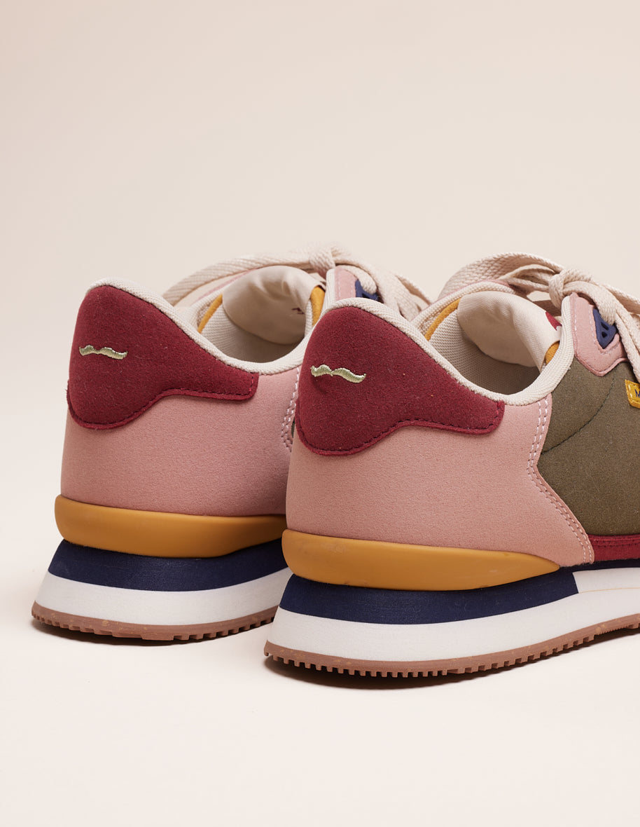Andrée Vegan Suede Baskets - Bordeaux, Beige & Orange Colors | Comfortable Low-Top Sneakers for Casual Wear & Everyday Outfits