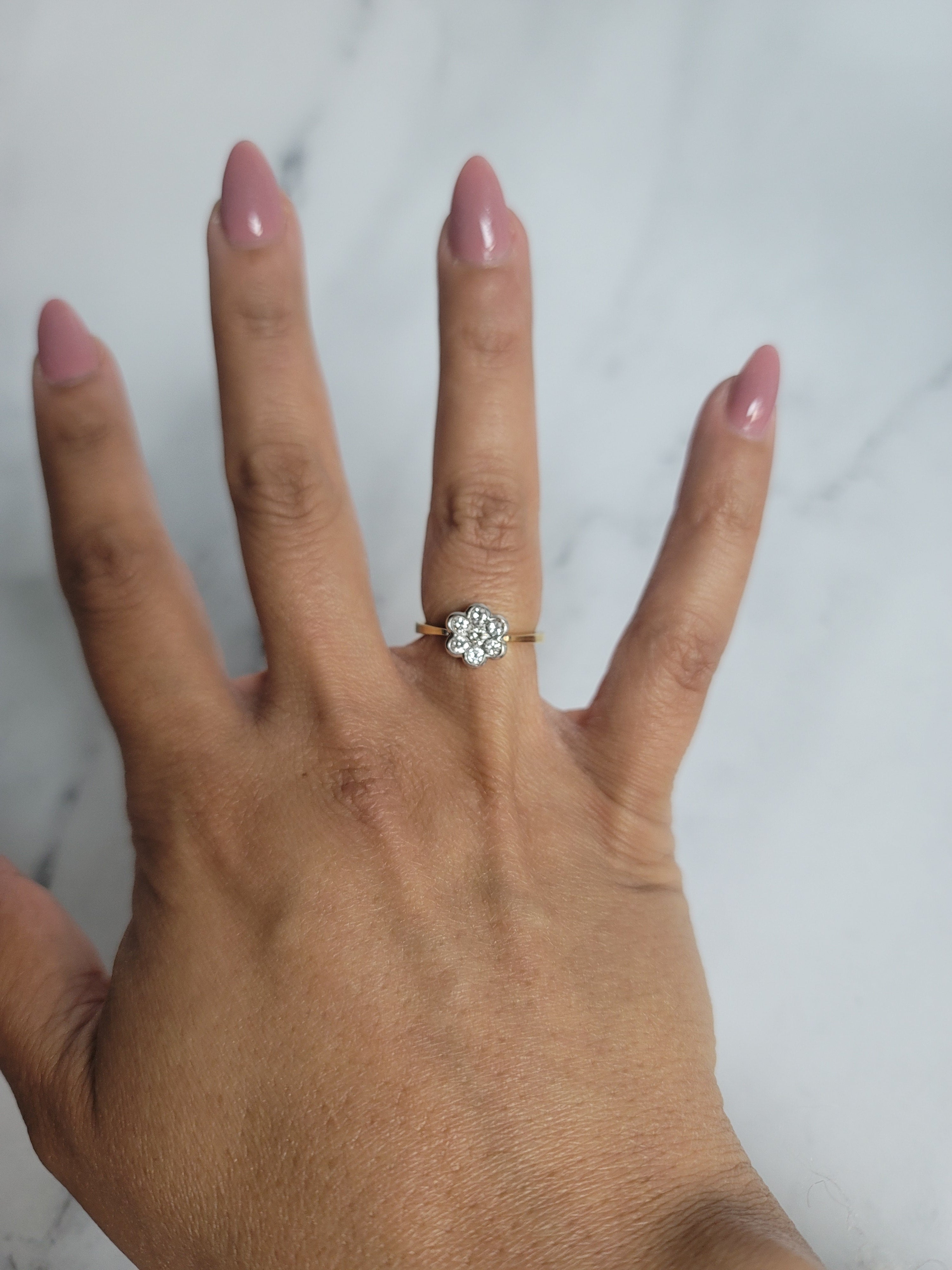 14K Yellow Gold Flower Shaped Diamond Ring .51cttw - Elegant Floral Engagement Ring for Women, Perfect for Weddings, Anniversaries & Romantic Gifts