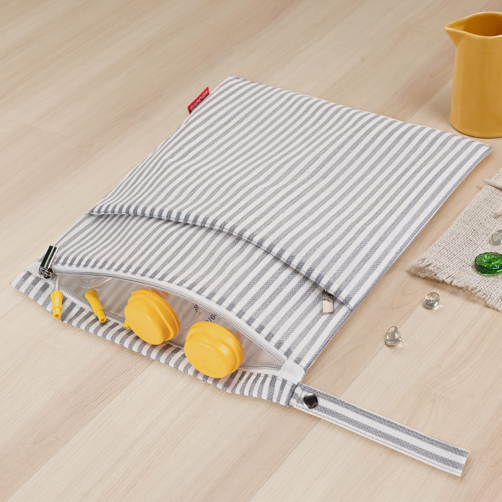 Waterproof Wet Dry Bag for Breast Pump Parts Storage - Portable Pump Accessories Organizer with Place Mat & Straps - Ideal for Working Moms Pumping at Office, Travel or On-the-Go