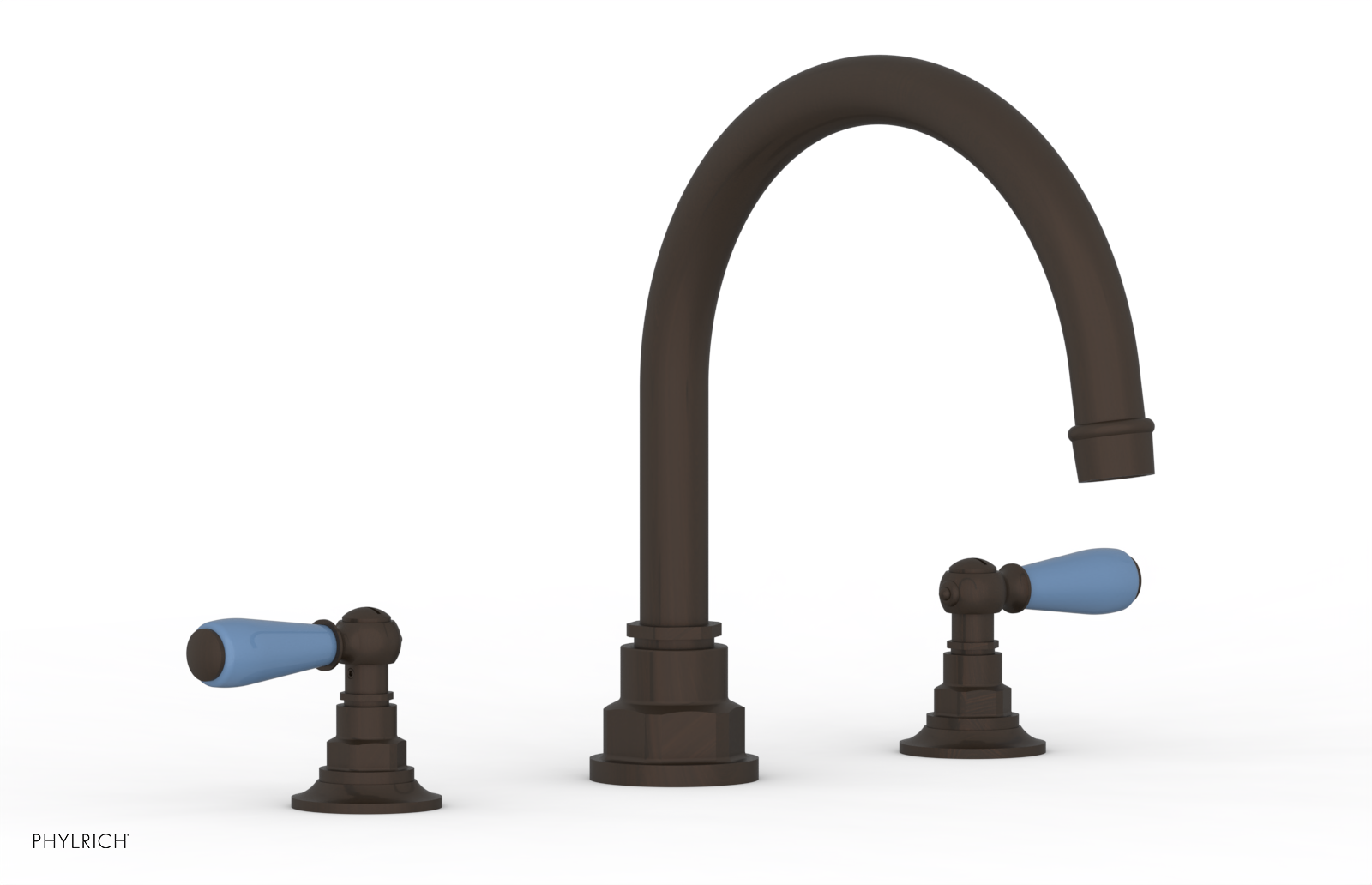 Jamestown Deck Tub Set with Lever Handles - Light Blue Accented Bathroom Sink for Modern Homes (165-41) | Perfect for Guest Bathrooms, Powder Rooms & Coastal Style Decor