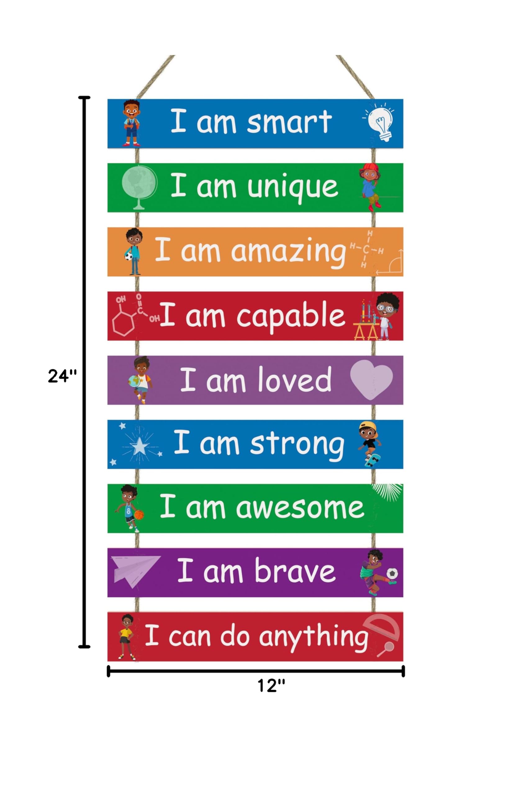 Boys Room Wall Decor Set of 9 - Motivational Wall Art Plaques for Kids Bedroom, Playroom & Bathroom - Inspirational Nursery Decor for Boys Growth & Learning