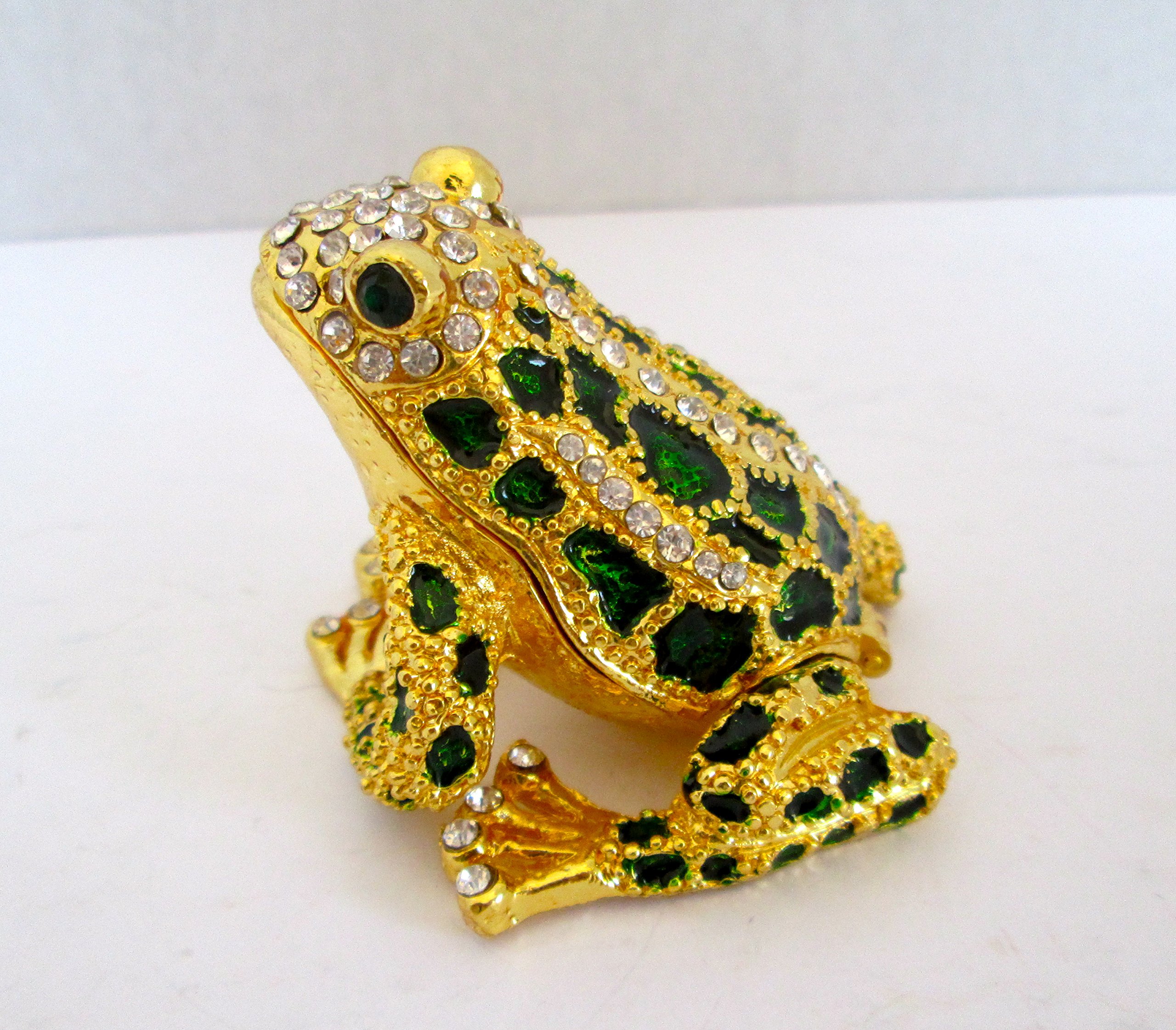 Exquisite Bejeweled Frog Jewelry Box - Handcrafted Collectible Trinket for Necklaces & Rings - Perfect Gift for Home Decor & Jewelry Storage
