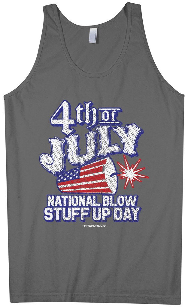 Threadrock Men's Patriotic 4th of July American Flag Tank Top - Comfortable Cotton Graphic Tee for Independence Day Celebrations, BBQ Parties & Summer Outfits
