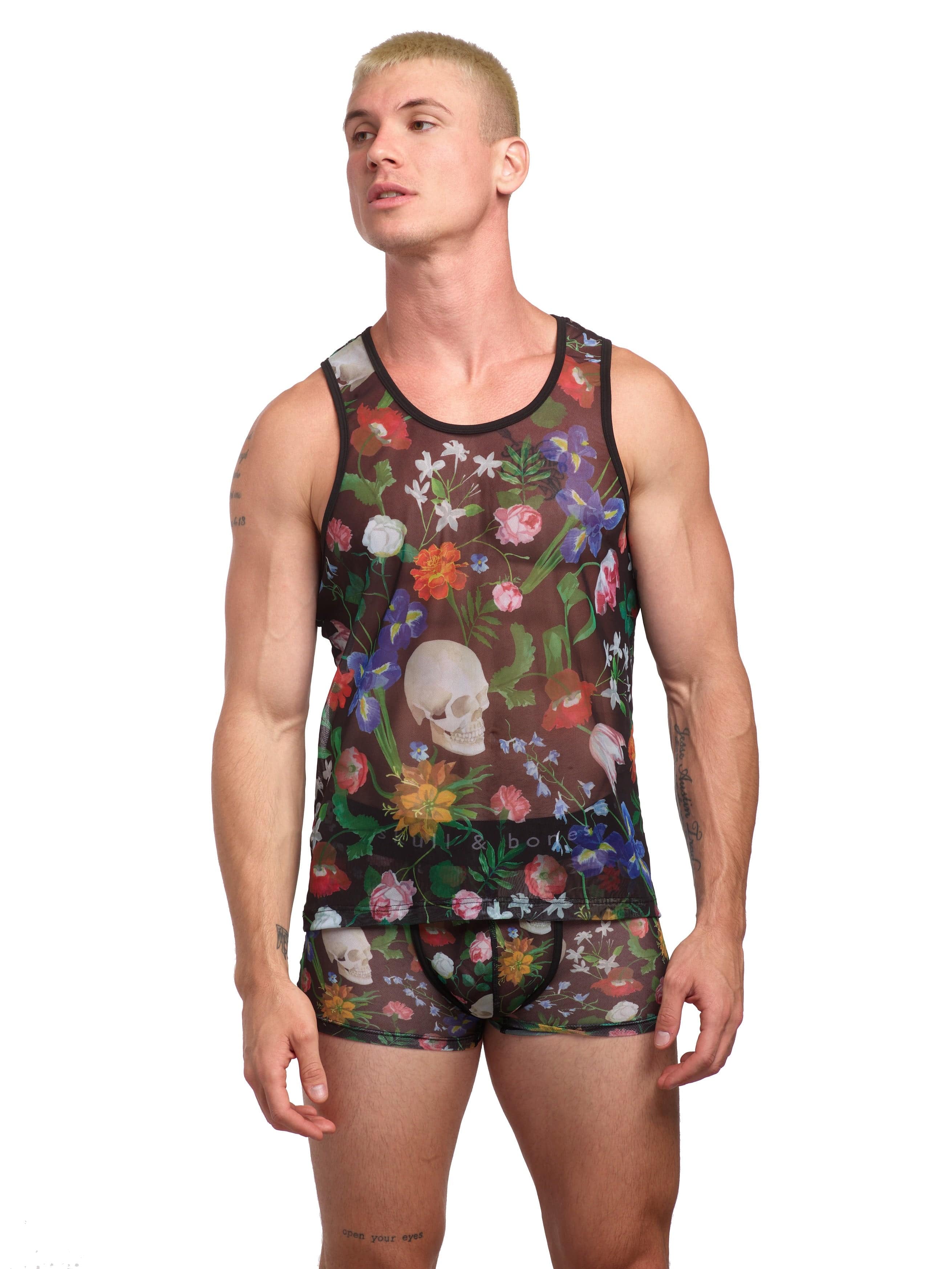 Dutch Floral Mesh Tank Top - Breathable Summer Women's T-Shirt for Casual Wear & Beach Outfits