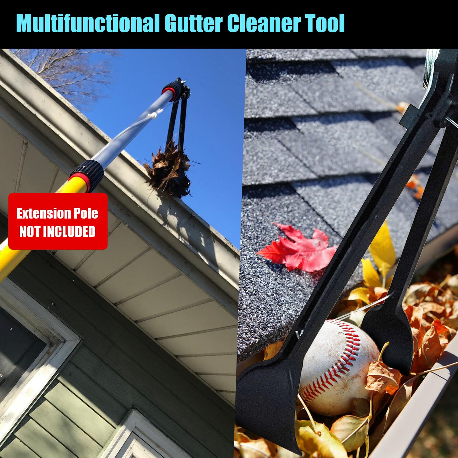 Roof Gutter Cleaner Tool - Ground Leaf Removal for Home Maintenance