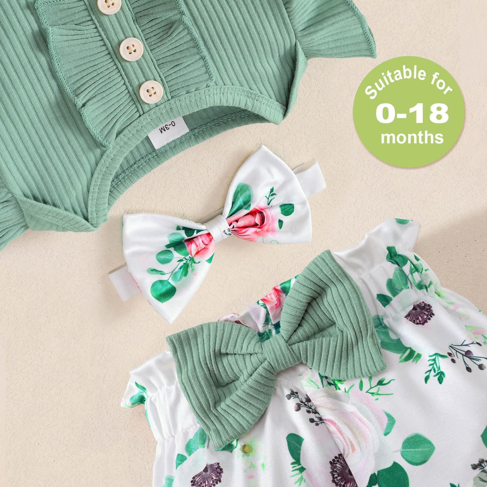 Adorable Baby Girl Outfit Set - Long Sleeve Ruffle Romper & Floral Pants for Newborn to 18 Months | Perfect for Photoshoots, Birthday Parties & Special Occasions