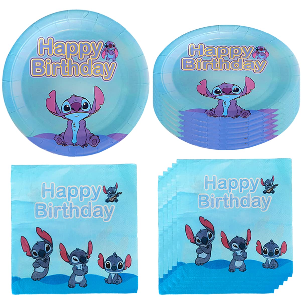 Lilo and Stitch Birthday Party Supplies Set - 20pcs Disney Plates & 20pcs Napkins for Kids, Themed Decorations, Baby Shower, Luau Party, and Hawaiian Celebration