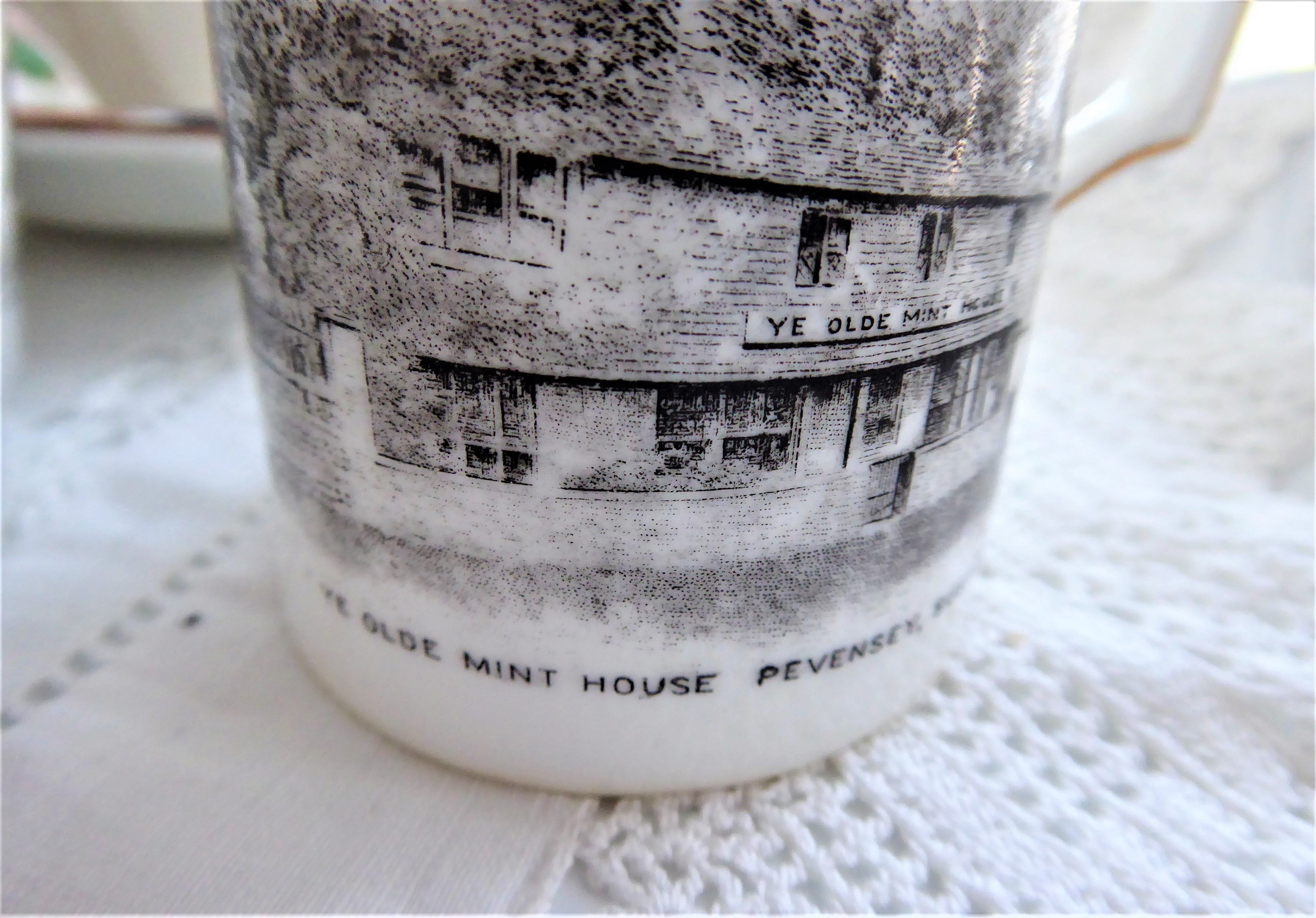 Vintage Shelley Cream and Sugar Set - Ye Olde Mint House Pevensey Milk Sussex 1910s Antique English Tea Service for Afternoon Tea and Collectors Display