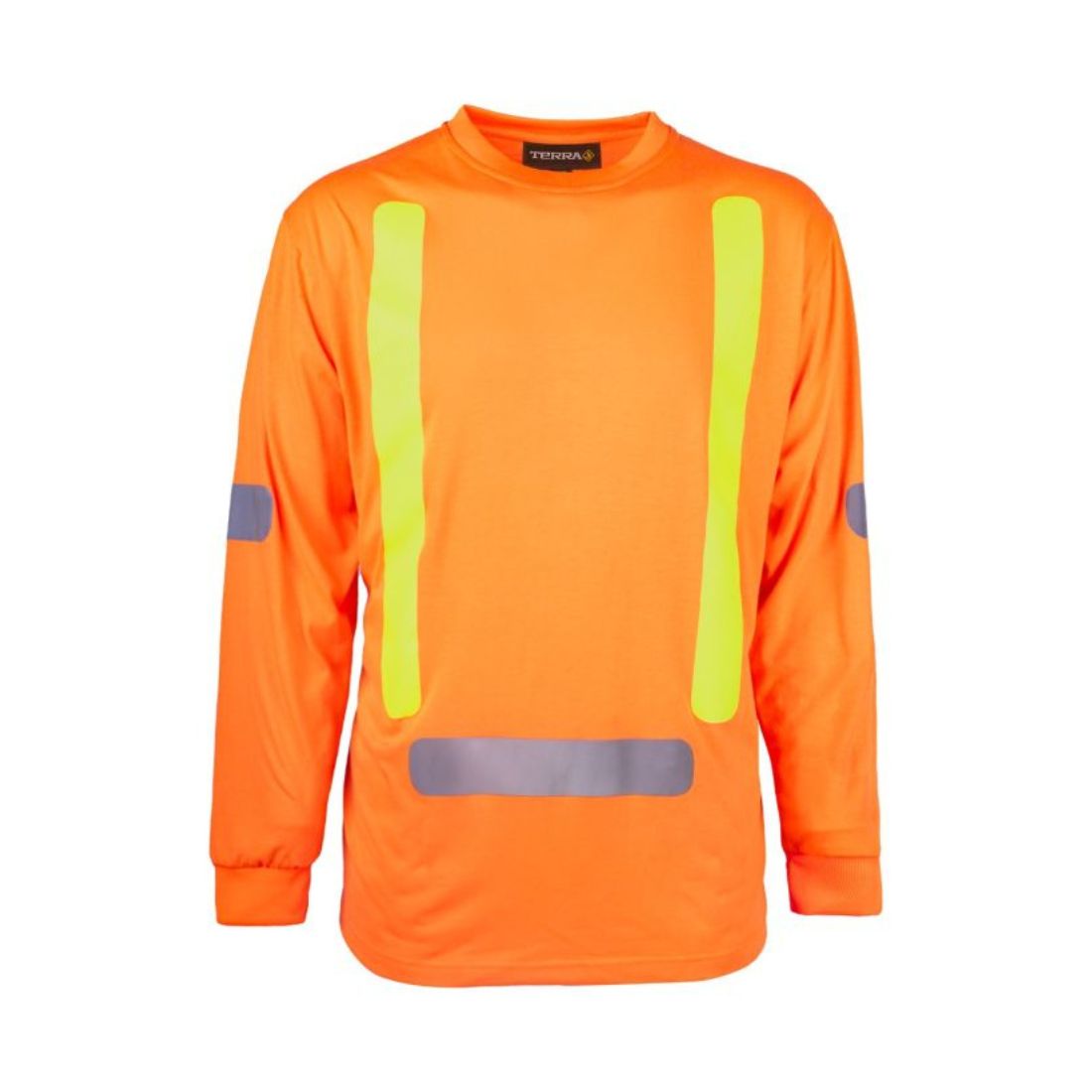 Terra Hi-Vis Long Sleeve Cotton Work Shirt 116617 - Orange Safety Shirt for Construction, Road Work & Outdoor Labor | High Visibility Workwear for Men