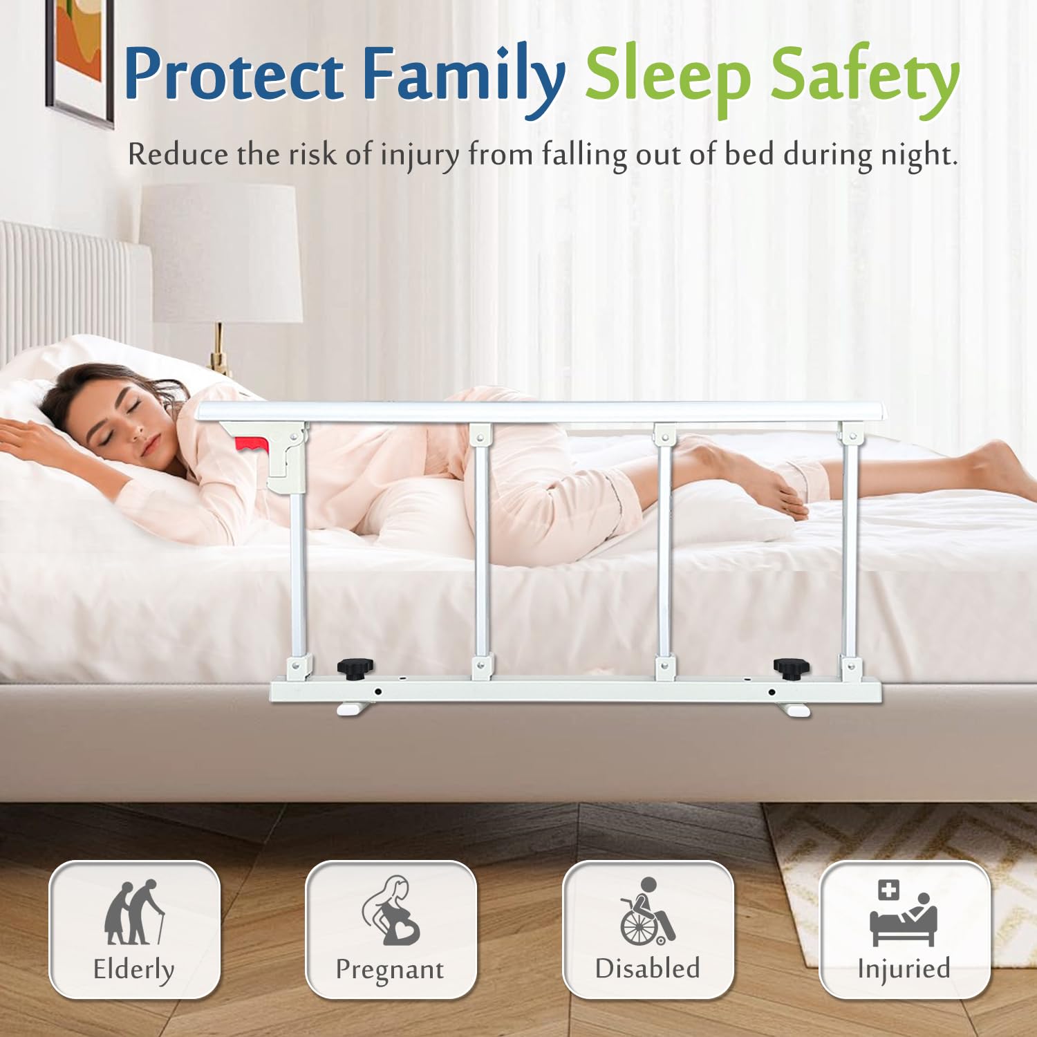 **Mybow Folding Bed Rails for Elderly Adults - Safety Bed Assist Railing for Seniors & Handicap, Adjustable Hospital Bedside Handle with Non-Slip Grip - Ideal for Home Care, Nursing Homes & Medical Assistance**