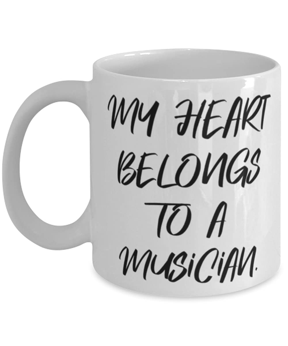 11oz & 15oz Cute Musician Coffee Mug - 'My Heart Belongs To a Musician' - Perfect Gift for Coworkers, Holiday Presents - Ideal for Coffee, Tea, Office Use & Music Lovers