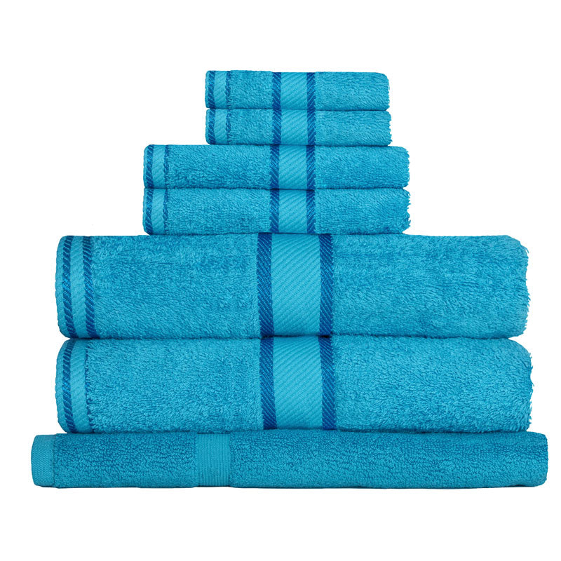 Premium 100% Cotton Bath Towel Set - 7-Piece Soft & Absorbent Aqua Blue Towels for Spa, Bathroom & Beach | Quick-Dry & Hypoallergenic