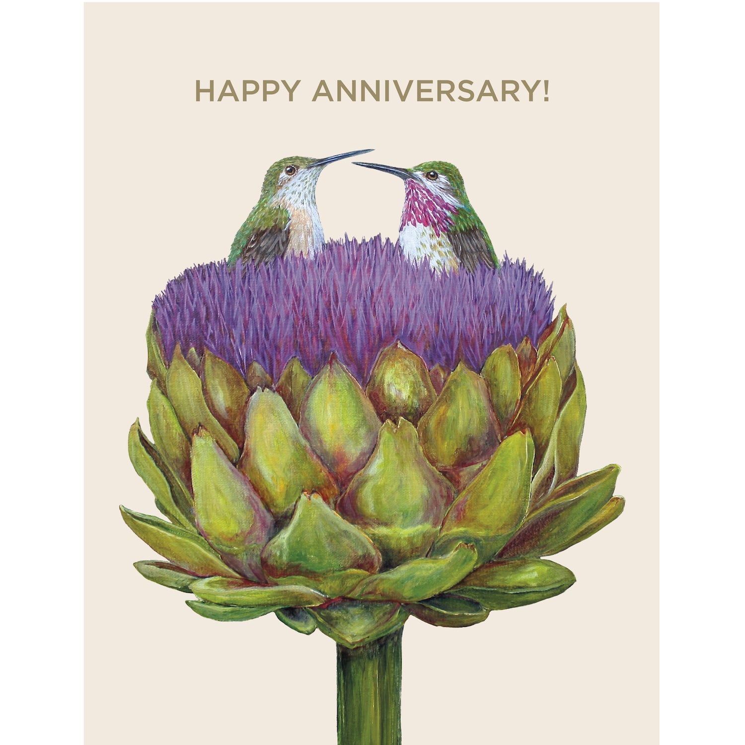 Anniversary Hummingbirds Greeting Card - Elegant Floral Bird Design for Couples - Perfect for Wedding Anniversaries, Romantic Gifts & Special Occasions