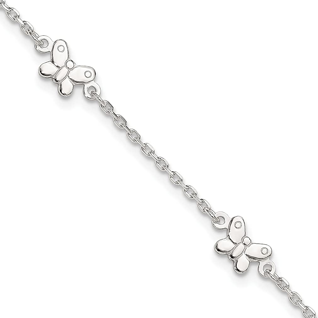 925 Sterling Silver Butterfly Anklet - 9 Inch Adjustable Chain with 1 Extra Inch - Elegant Insect & Arachnid Inspired Fine Jewelry for Women - Perfect Gift for Her - Ideal for Beach Vacations, Summer Outfits & Boho Fashion