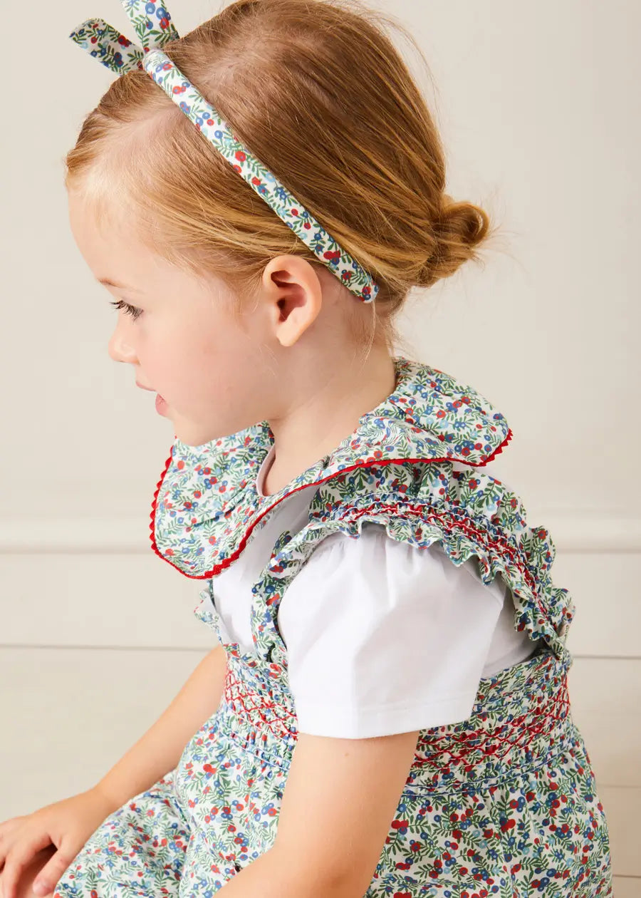 Evelyn Floral Ruffle Collar Blouse for Girls 2-10 Years | Red Floral Print Top with Ruffled Neckline | Perfect for Birthday Parties, School Photos & Special Occasions