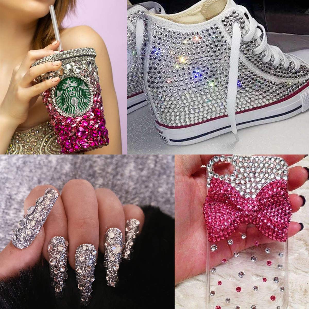 Flat Back Rhinestones SS10 - 2880 pcs (20 Gross) Clear Crystal Glitter Gems for Nail Art, Clothing, Shoes & DIY Crafts | Non-Hotfix Rhinestones with Strong Adhesive | Perfect for Costume Jewelry, Home Decor, Wedding Decorations & Gift Wrapping