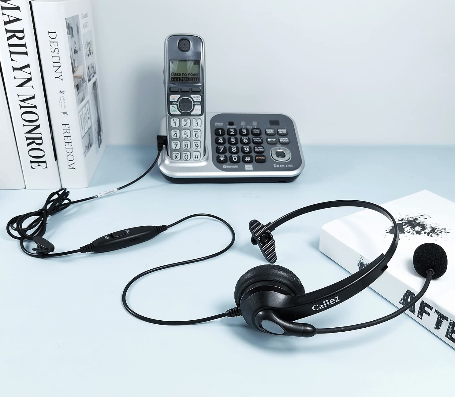 Noise Cancelling Office Telephone Headset with 2.5mm Jack - Compatible with Panasonic KX-TGEA20, AT&T ML17929, Vtech, RCA & Uniden Cordless DECT Phones - Perfect for Call Centers, Remote Work & Customer Service