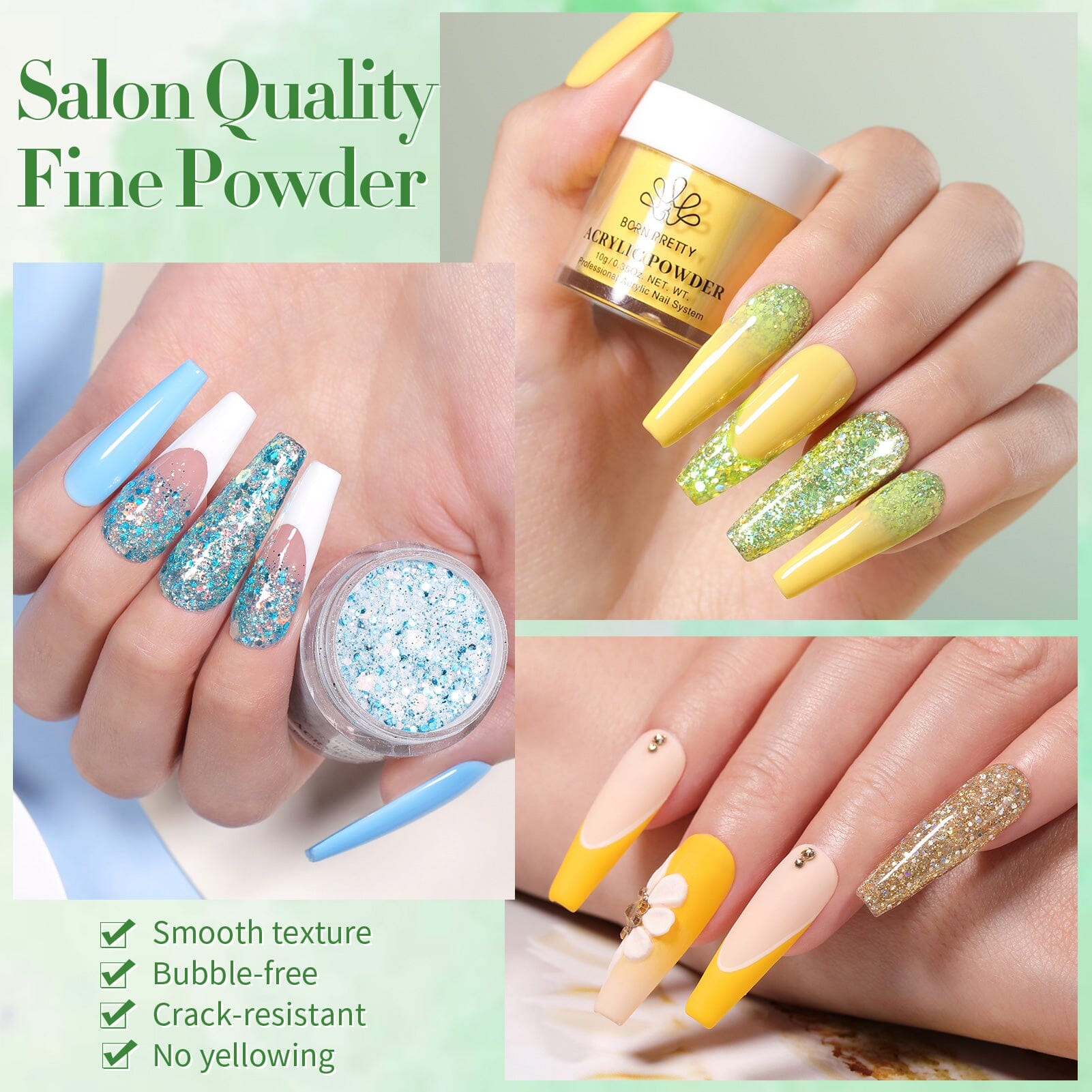 36 Colors Acrylic Powder for Nails - 10g Spring Summer Nail Art Collection - Perfect for DIY Manicures & Salon Nail Extensions
