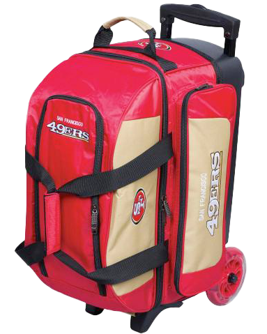 San Francisco 49ers NFL Official Licensed Rolling Duffle Bag - 2 Wheels for Easy Travel, Game Day & Sports Gear Storage - Perfect for Football Fans, Team Travel & Weekend Getaways