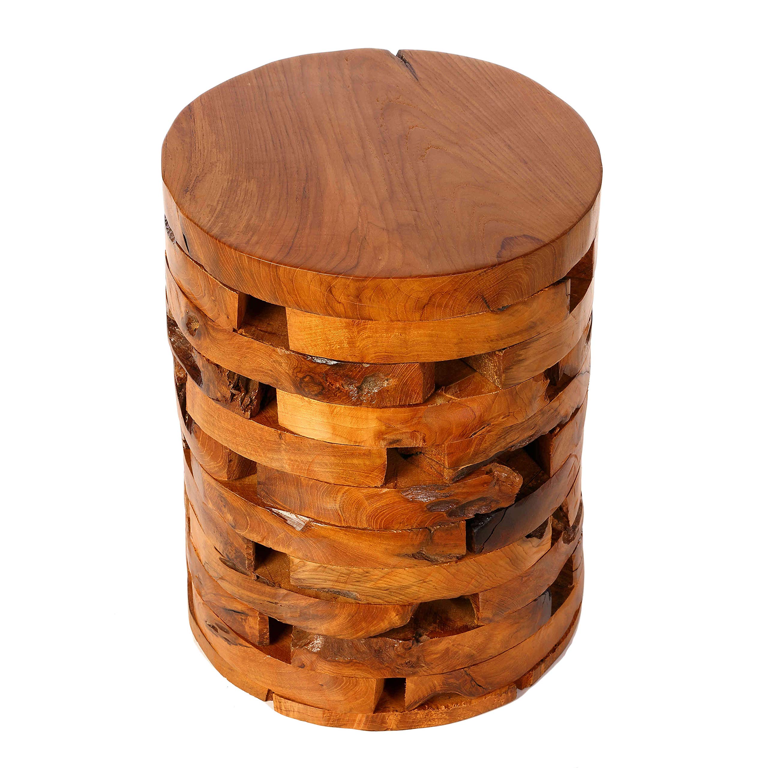 Bare Decor Stonehenge Solid Teak Wood Accent Table - Handcrafted Natural Wood Side Table for Living Room, Bedroom & Office Decor