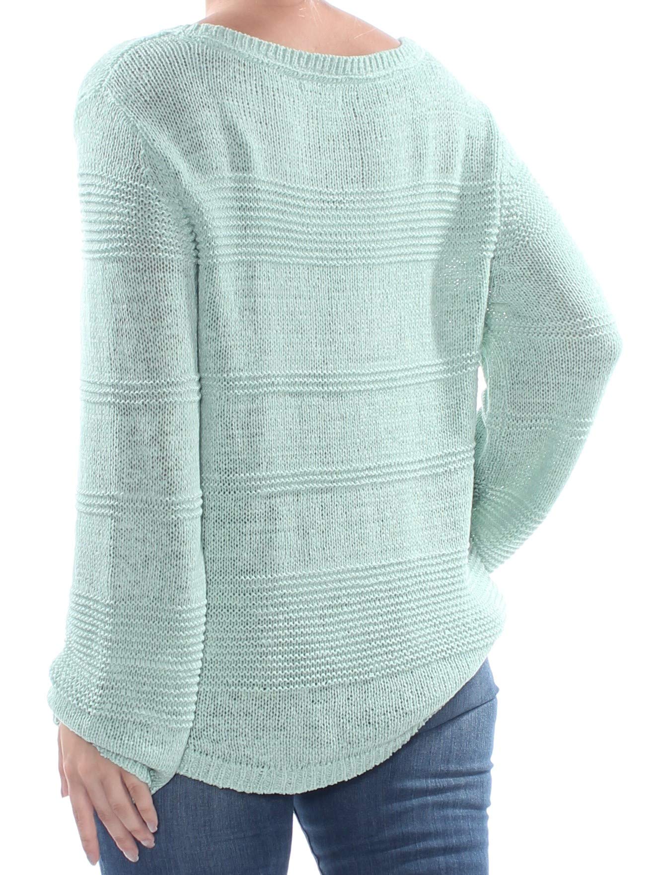 Style & Co. Women's Crochet Pattern Pullover Sweater - Green L | Boho Chic Knit Top for Casual Wear & Fall Fashion | Perfect for Office, Date Night & Weekend Outfits