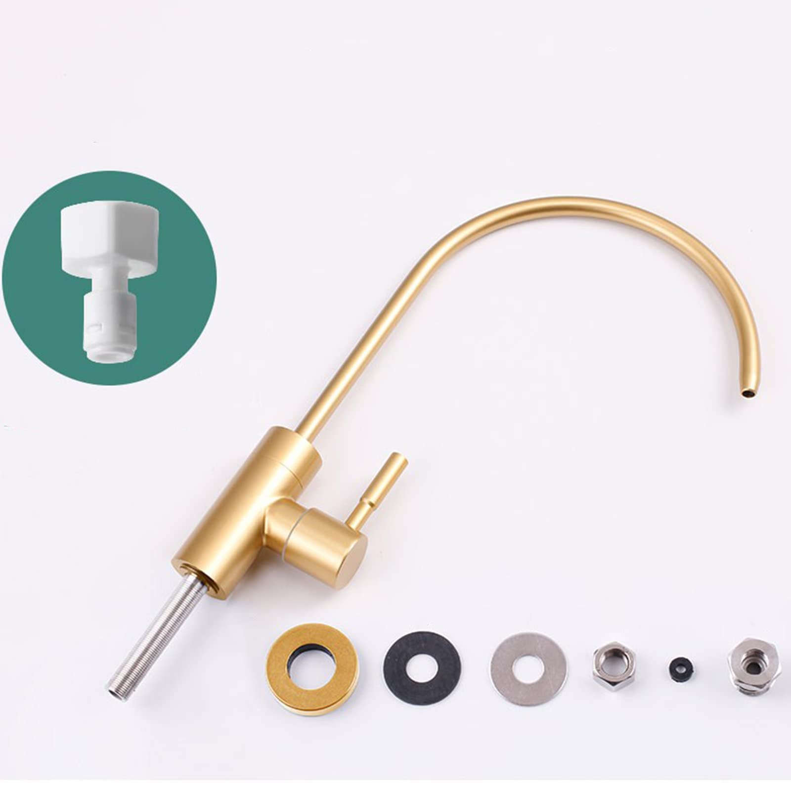 Brushed Gold Stainless Steel Single Cold Water Filter Faucet - Pure Drinking Water for Kitchen Sink, Countertop, and RV Use