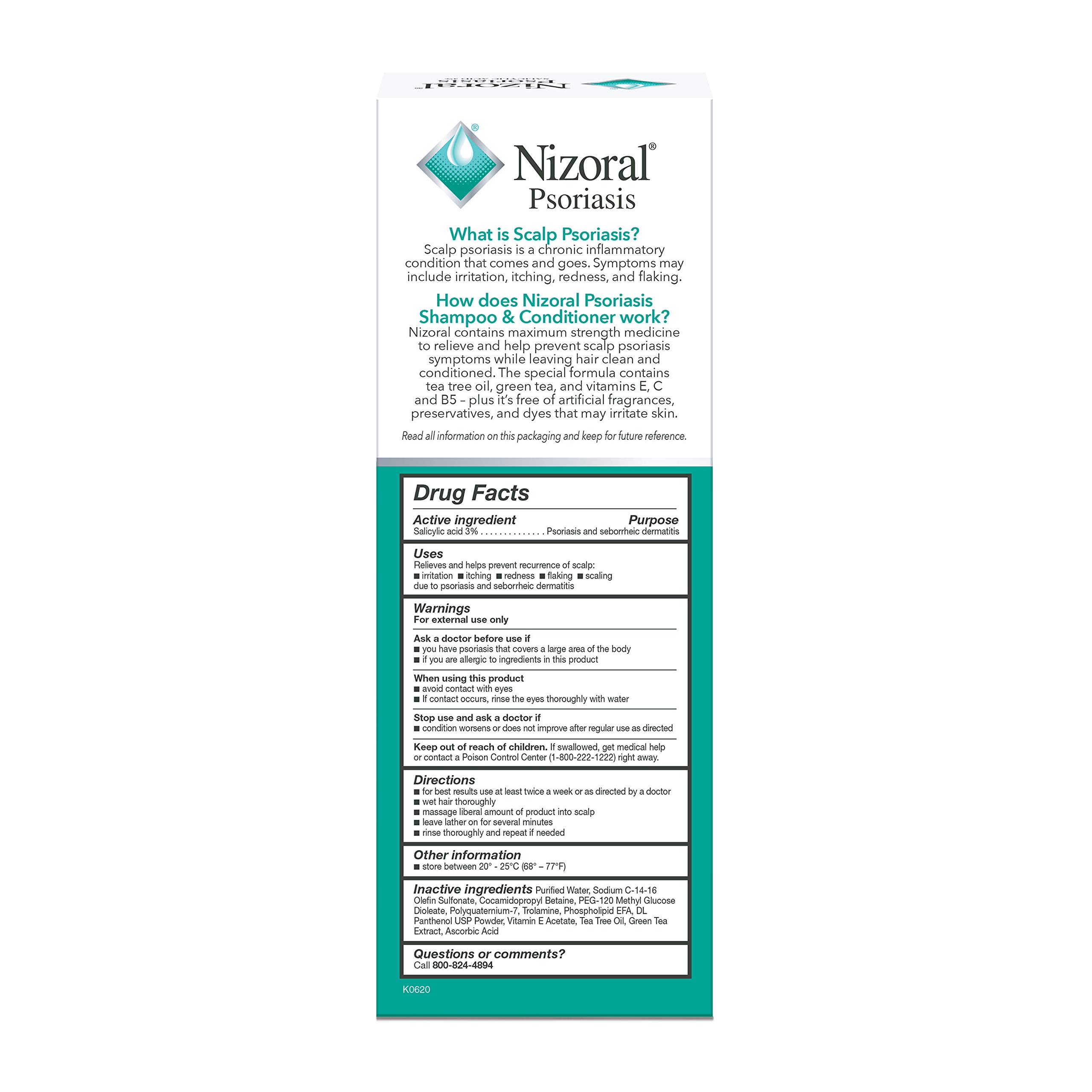 Nizoral Anti-Dandruff & Psoriasis Shampoo & Conditioner - 11 oz Scalp Treatment for Flakes, Itch & Irritation | Effective for Seborrheic Dermatitis & Scalp Psoriasis Relief | Daily Use for Healthy Hair & Scalp