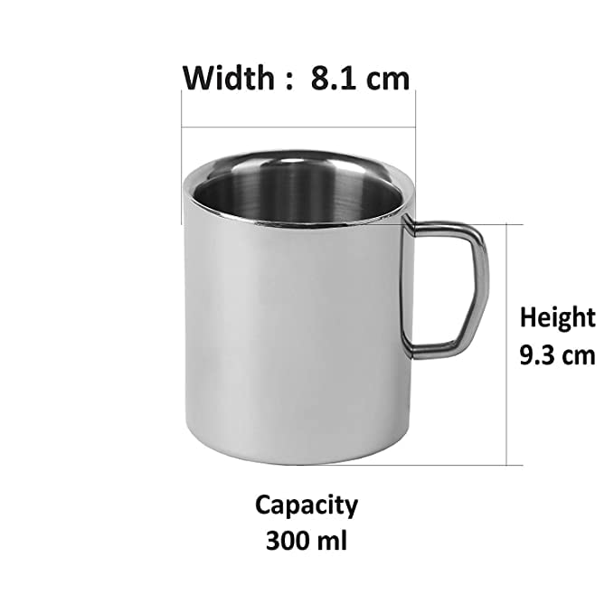 VISAXMI® Stainless Steel Double Wall Tea & Coffee Cups - 2 Pack, Hot & Cold Insulated Travel Mugs with Stylish Design for Office, Home & Outdoor Use