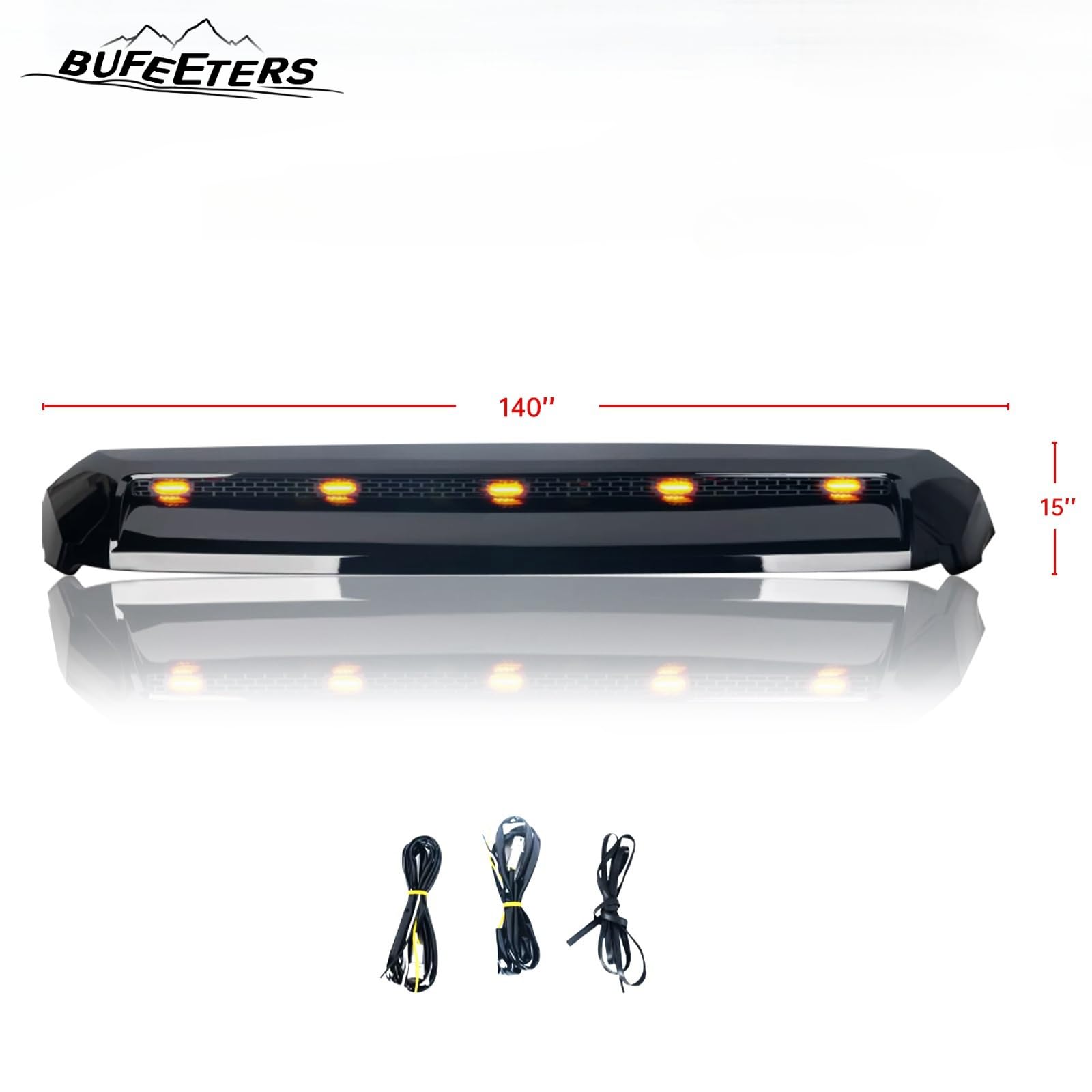 Toyota Tundra Hood Scoop with LED Lights (2014-2021) - Gloss Black Front Upper Air Vent for Improved Engine Cooling & Off-Road Style
